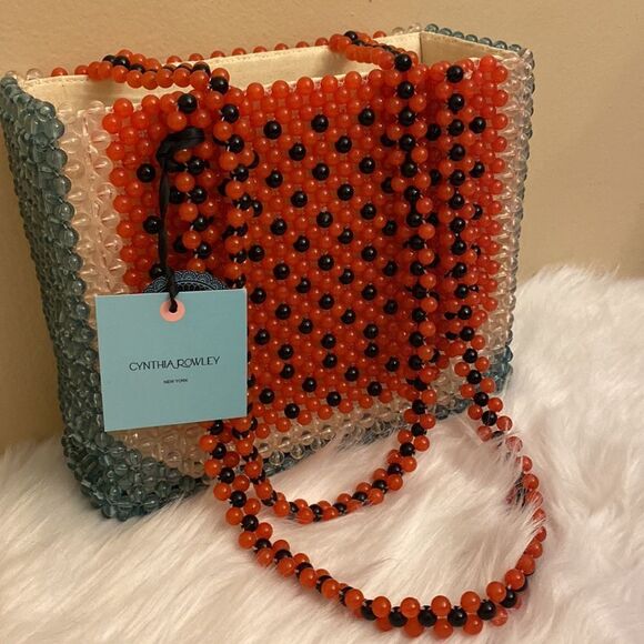 NWT Cynthia Rowley | Rare Watermelon Acrylic Beaded Tote Shoulder Bag 🍉 - Picture 2 of 13